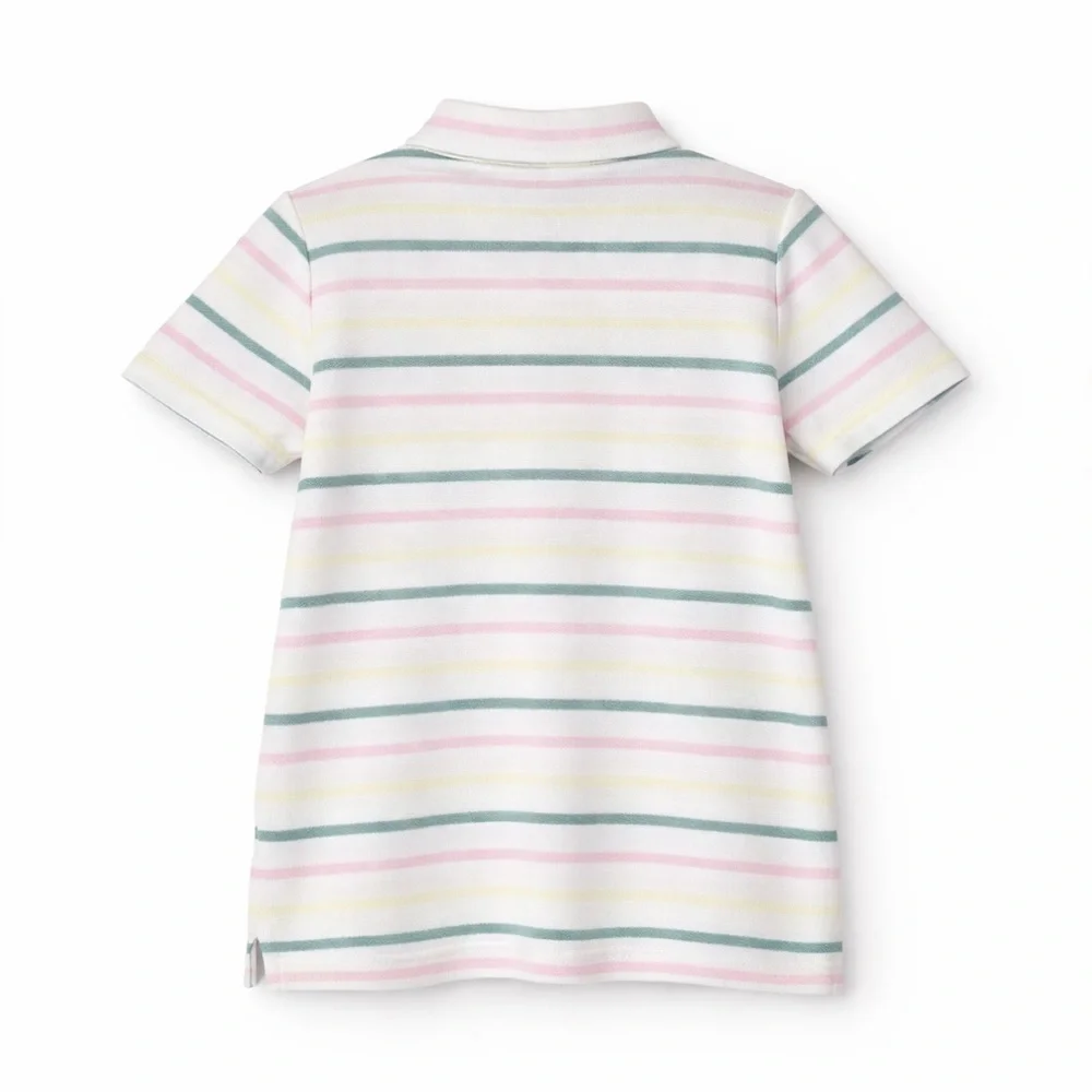 Janie and Jack Boys Striped Polo Shirt Size 6 Pastel Pink Green Yellow Cotton